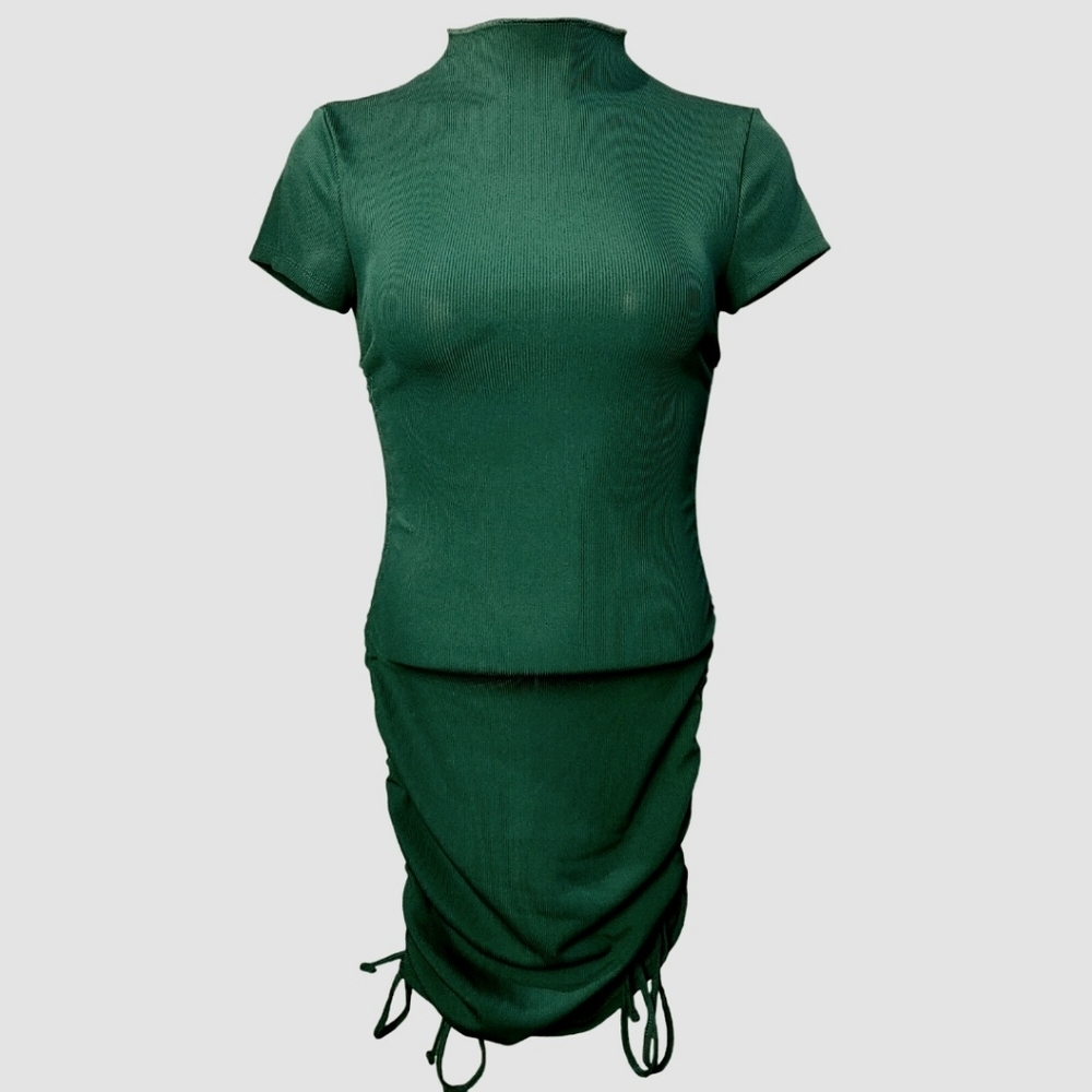 The Green Side Ruched Dress by Almost Famous XL